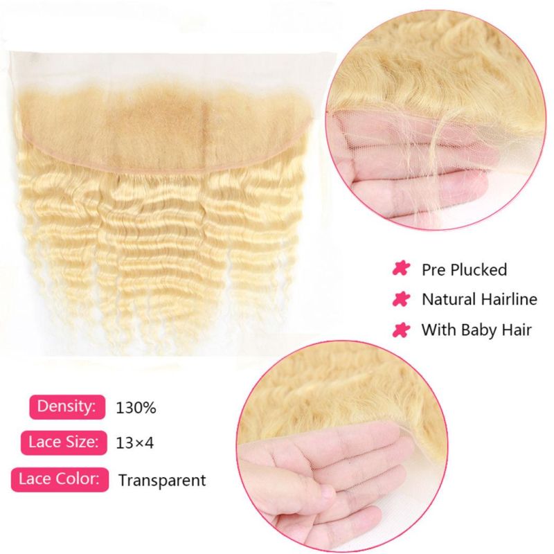Kbeth 613 Bundles with Lace Frontal Brazilian Deep Wave Human Hair Remy Blonde Bundles with Closure 13*4 Lace Frontal Closure