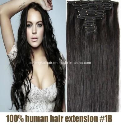 Clip on Remy Hair Extension Black Color