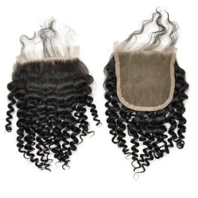 Virgin Human Hair Free Part Baby Curly Lace Closure