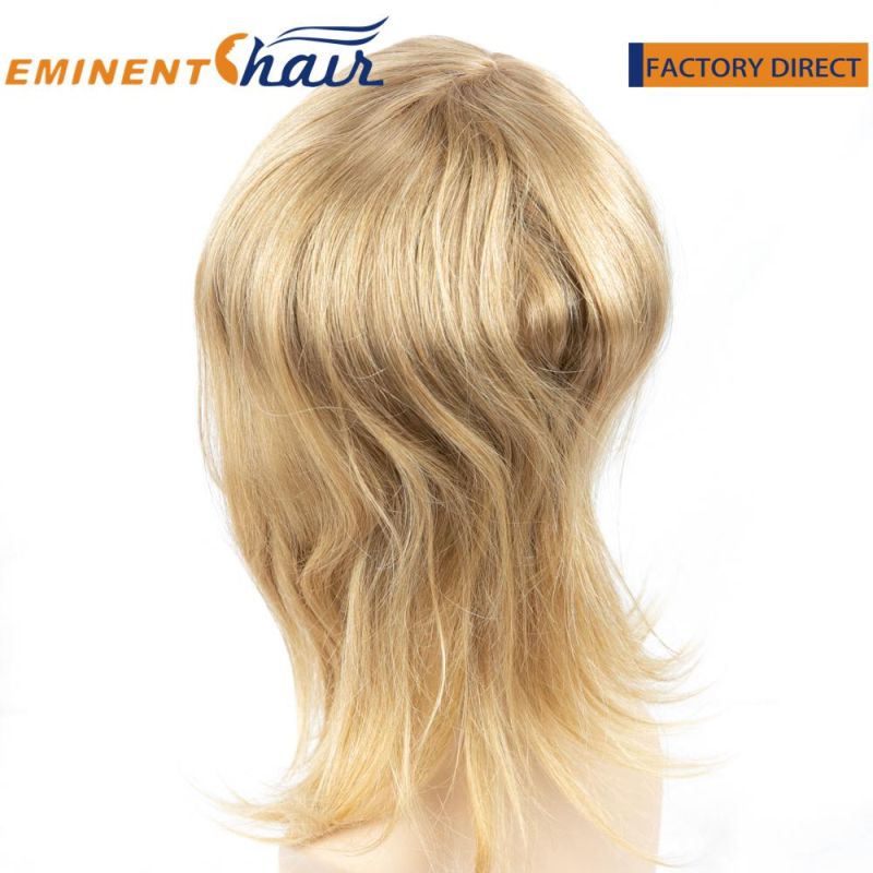Custom Blond Ribbon Integration with Lace Part Female Toupee Human Hair Blond