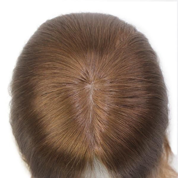 Human Hair Replacement with PU Perimeter Silk Base Toupee for Women