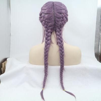 Fiber Wigs Red Lace Front Wig Braided Lace Front Wig with Baby Hair