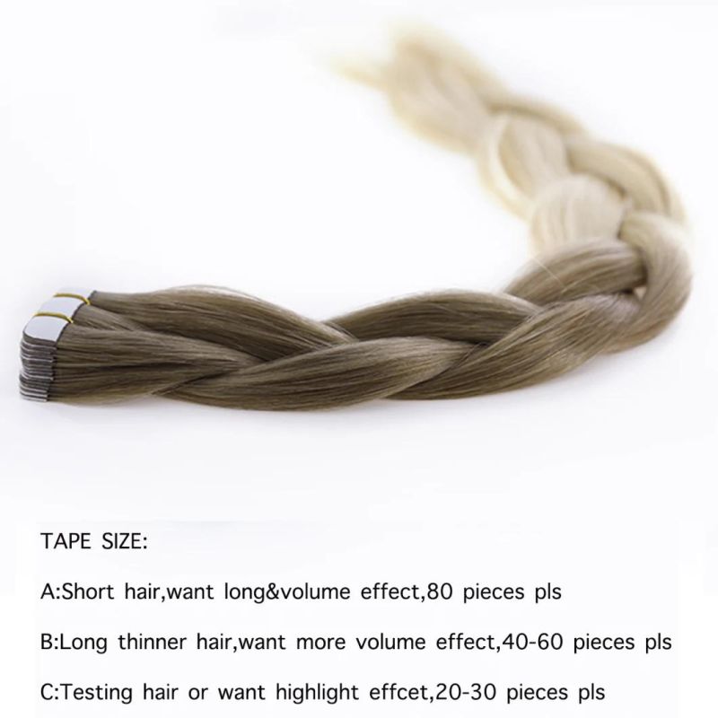 Virgin Hair Double Side Tape Hair Extension PU Tape Human Hair Extension