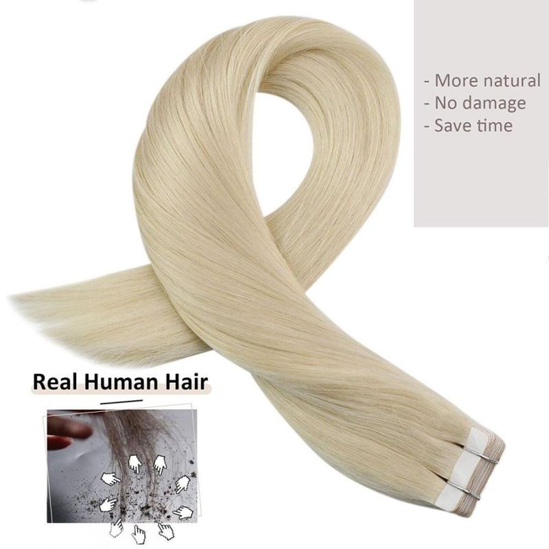 Tape in Hair Extensions Brazilian Blonde Remy Human Hair 26 Inches Platinum Blonde Hair Extensions Tape in 100% Real Human Hair Extensions for Hair Invisible