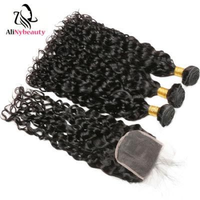 Alinybeauty Wholesale Virgin Human Hair Bundles with Lace Closure