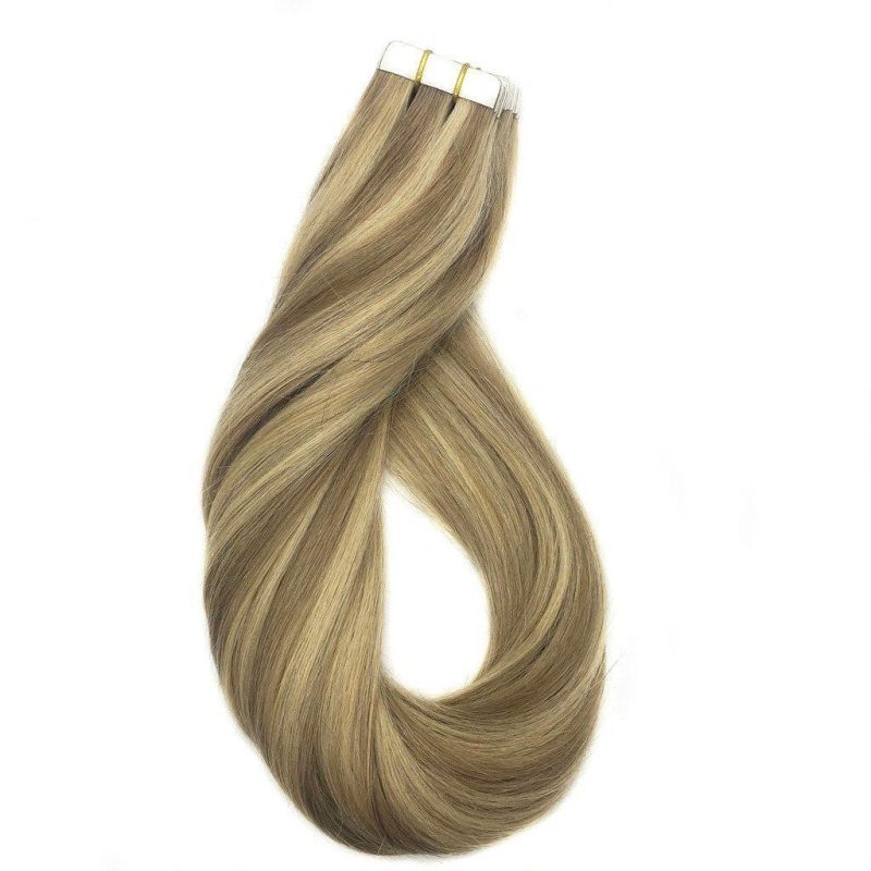 24inch 50g 20PCS Tape in Human Hair Extensions Ombre Light Blonde Mixed Golden Blonde Remy Hair Extensions Tape in Straight Hair