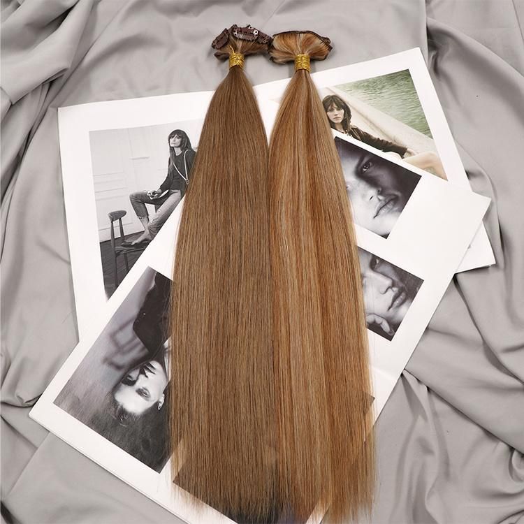 Thick Ends Straight Remy Seamless Virgin Hair Clip in Hair Extension #P6/8/16