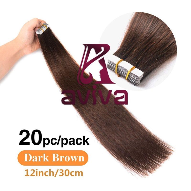 Aviva Hair Extension Tape in Human Hair Extension Virgin Hair Extension 12inch PU Tape Hair Extension 2#