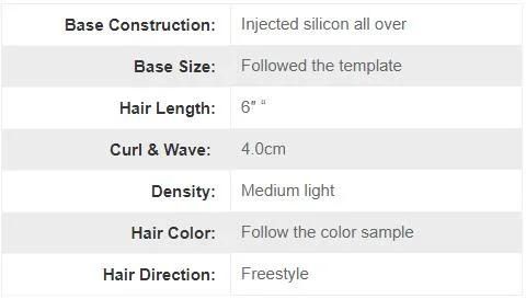 Injected Silicone Base Men′s Hairpiece with Natural Look and Top Quality