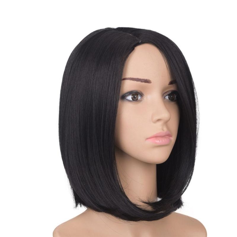 Middle Part Short Ombre Black Dark Blonde Color Bob Wig with Lace Front Brazilian Human Hair Wigs for Women 12 Inches