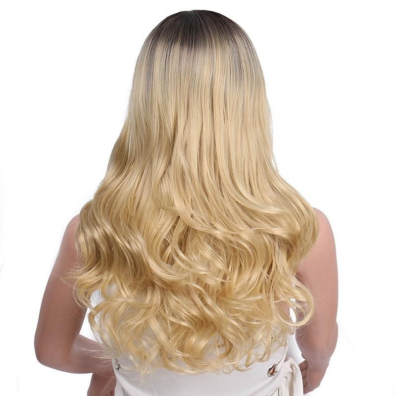 24inch Ombre Blonde Wig Synthetic Long Wavy Wigs for Women