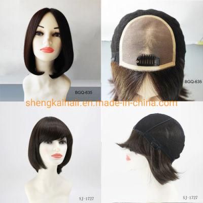 Wholesale Premium Quality Human Hair Synthetic Hair Mix Handmade Monofilament Women Hair Wigs 536