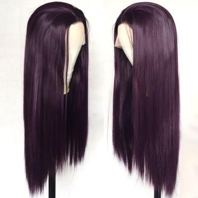 Dark Red Hair Brazilian Human Hair Wigs Lace Front Wig Straight Remy Virgin Hair Wig for Women 26 Inches