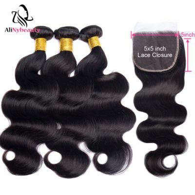 Alinybeauty Brazilian Body Wave Hair Bundles with Lace Closure