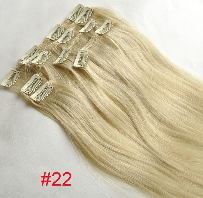 Mixed Color Clip on Hair Extensions Human Hair Clip in Hair Extension (AV-CH009-M8-613)
