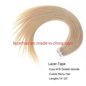 #16 Golden Blonde Top Quality Double Drawn PU Tape Weft Hair Straight Hair Extension Unprocessed Human Hair