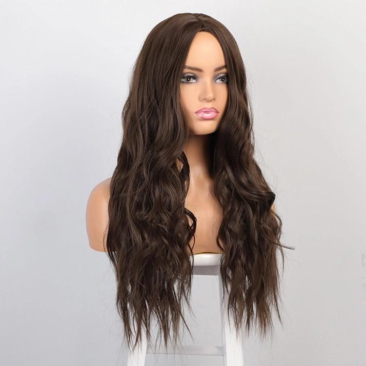 Cheap Price China Good Quality Fashion 8# Brown Wave Long Synthetic Wig