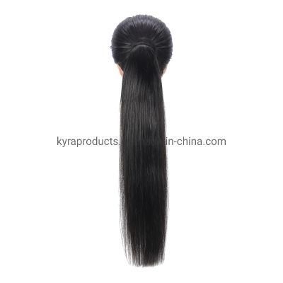 Ponytail Human Hair Wrap Around Straight Ponytail Extensions Remy Hair Ponytails Clip in Hair Extensions Natural Color