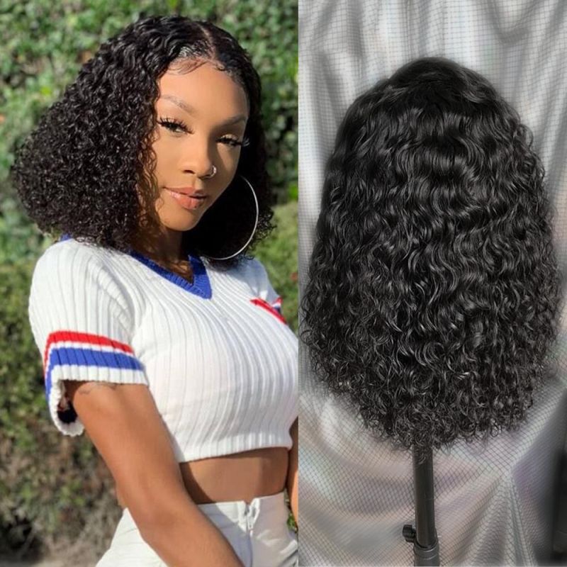 Wholesale Jerry Curly Bob Hair Wigs 13X4 Lace Frontal Bob Hair Wigs 150 Density Brazilian Virgin Human Hair Wigs 10 Inch