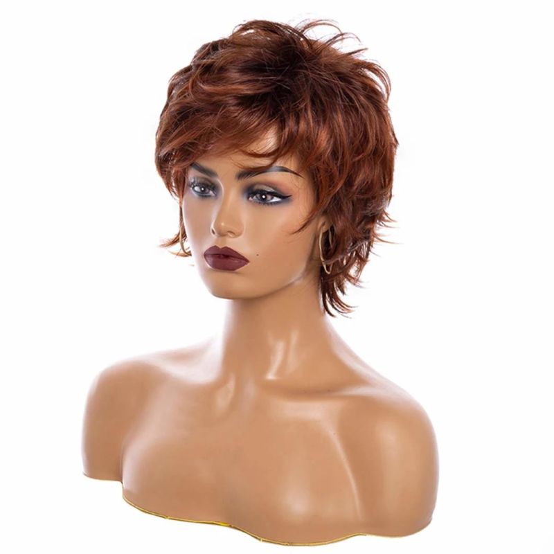 Short Red Wigs with Bangs Ginger Orange Wavy Synthetic Wig