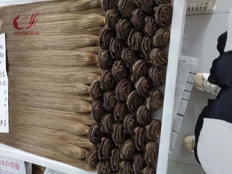 Factory Wholesale Hotselling Fashion Light Color 100% Human Virgin Clip in Hair Extension