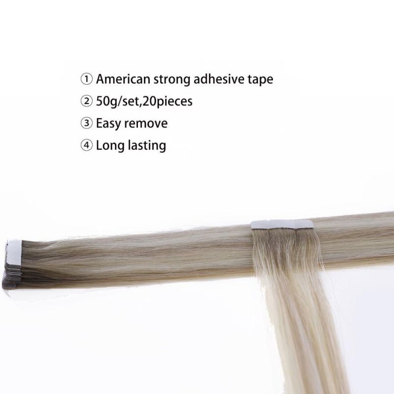 Hair for Woman Tape in Human Hair Extensions 40PCS European Remy Straight adhesive Extension Tape on Hair