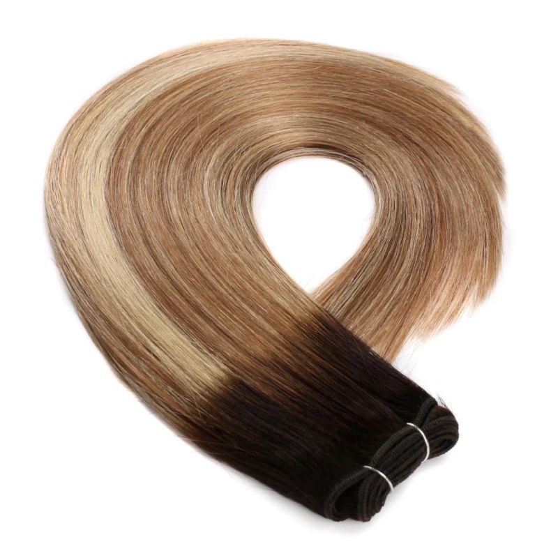Double Drawn Human Hair Bundles Brazilian Virgin Cuticle Aligned Hair Wefts