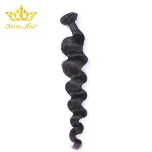 Raw Virgin Remy Human Hair Bundles of Loose Wave in Natural Black Color