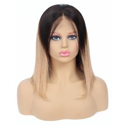 1b/27 Ombre Wigs Glueless Lace Front Short Bob Wigs Silky Straight Peruvian Human Remy Hair Wigs for Women 13X6 Lace Baby Hair