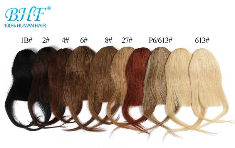 Machine Wefted Mongolia Remy Human Hair Bangs Fringes for Women 3 Clips in Hair Extensions