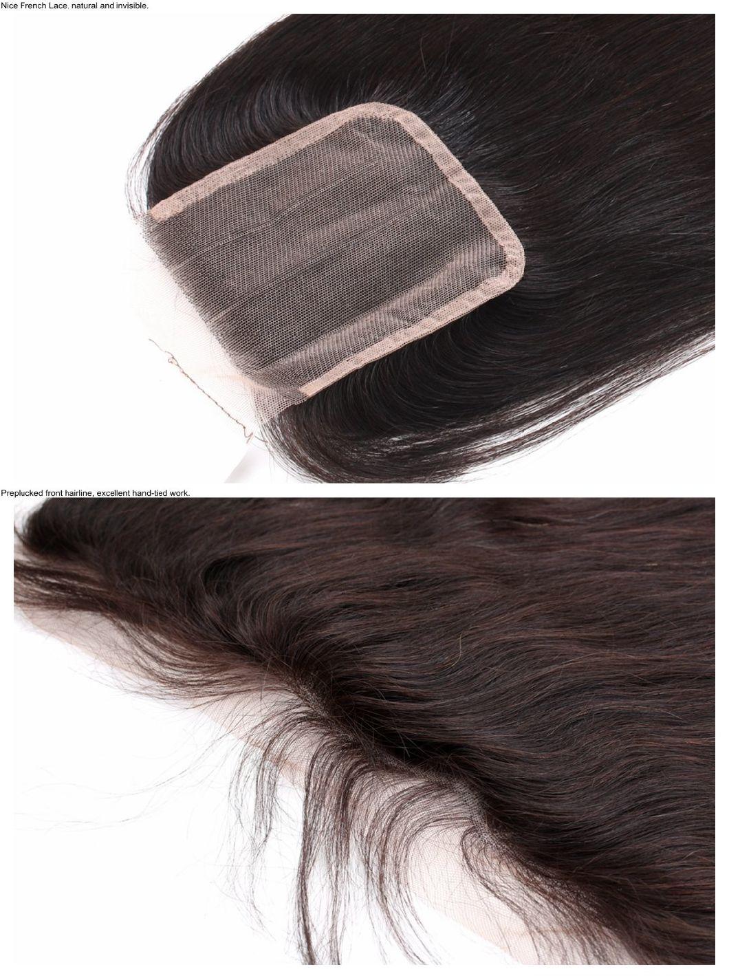 Brazilian Virgin Human Hair Lace Closure Stock Hair Extension