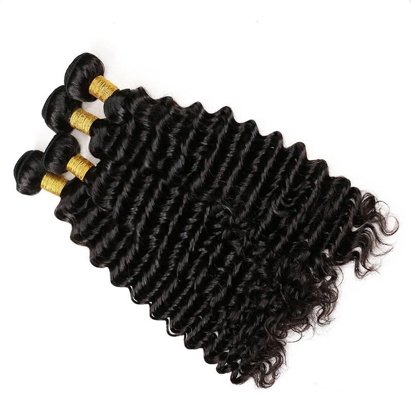 Peruvian Deep Wave Human Hair Bundles 1 Bundle Remy Hair Natural Color Hair Extension