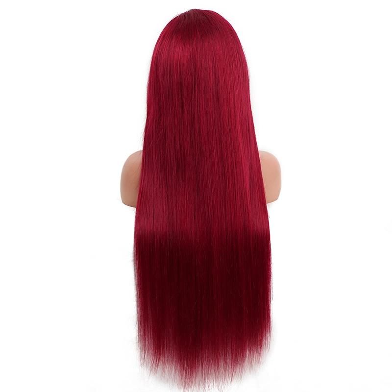 Red Transparent Lace Front Wigs Virgin Straight Full Lace Wig for Human