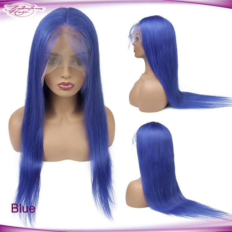 Long Bright Royal Blue Lace Frontal Wigs Human Hair Cheap