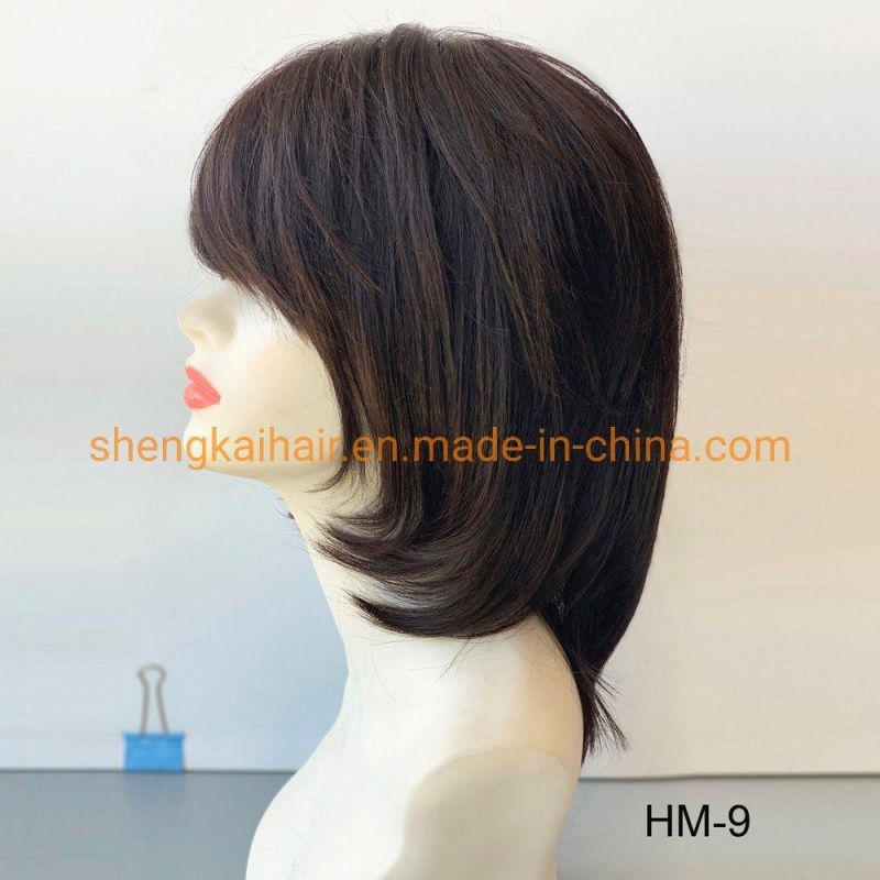 Wholesale Fashion Style Human Hair Synthetic Mix Full Handtied Hair Wig for Women