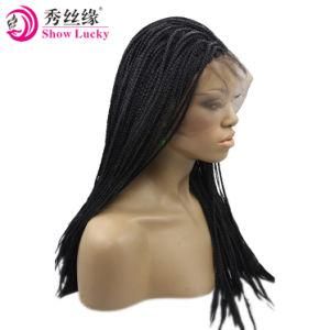 Top Quality 10A Synthetic Lace Front Wig 1b Micro Braiding Heat Resistant Fiber Box Braid Wig Crochet Braided Box Hair Extension