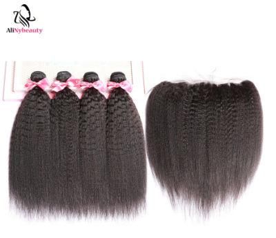 Virgin Cuticle Aligned Hair Peruvian Human Hair Bundles with Lace Frontal