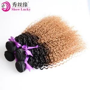 Full Cuticle Intact Mongolian Ombre Two Tone Colored Blonde Unprocessed Virgin Hair Weave Kinky Curly