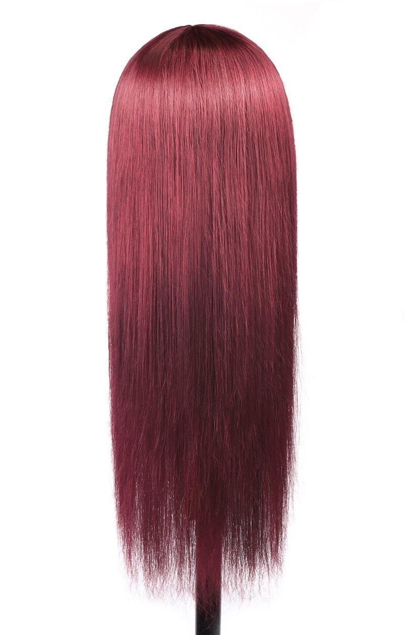 Wholesale Full Machine Made Hair Wig Non Lace Wig 99j Red Straight Human Wig with Bangs