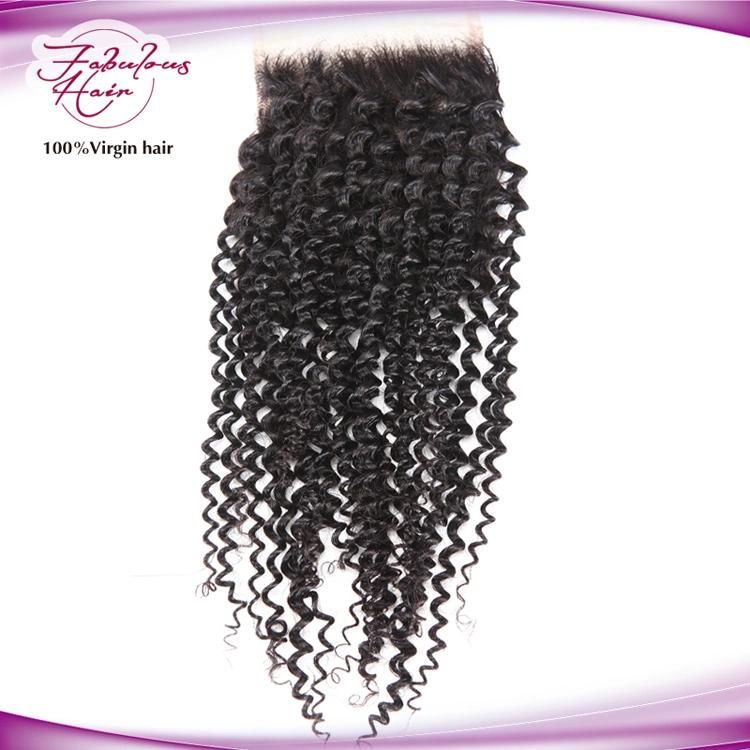 Wholesale Price 4*4 Kinky Curly Lace Closure Remy Human Hair