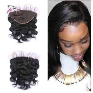 13X6 Ear to Ear Lace Frontal with Bleached Knots Natural Color 1b Brazilian Body Wave Human Remy Hair Extensions