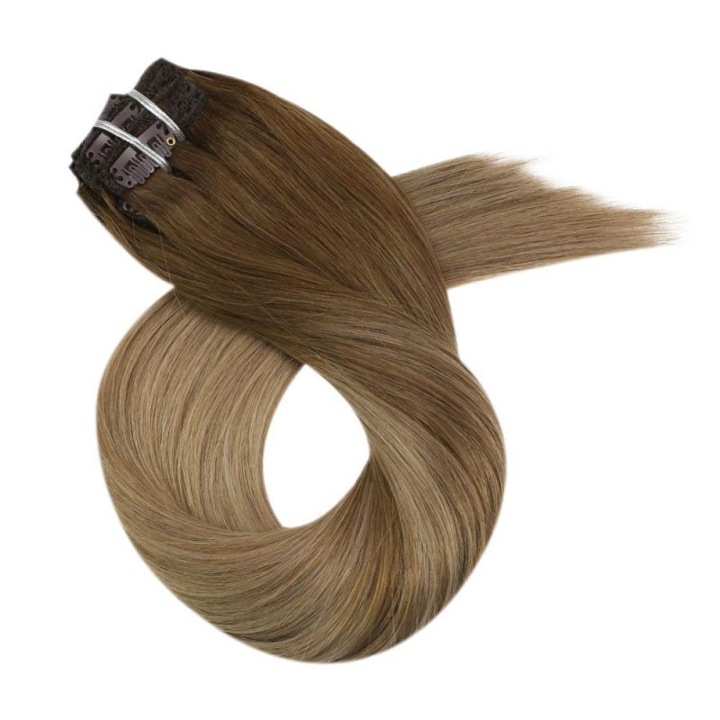 Clip in Hair Extensions 10-24 Inch Machine Remy Human Hair Brazilian Doule Weft Full Head Set Straight 7PCS 100g (10Inch Color 8-16)