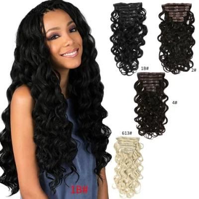 Hot Sale Wavy Natural Hair Synthetic Hair Clips in Hair Extensions