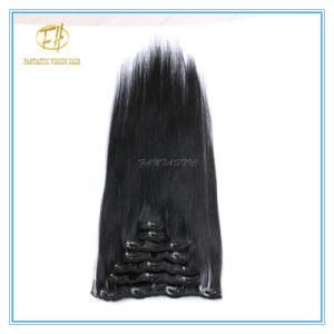 High Quality Large Stock #1b Natural Clack Clip Extension Hair with Factory Price Ex-063