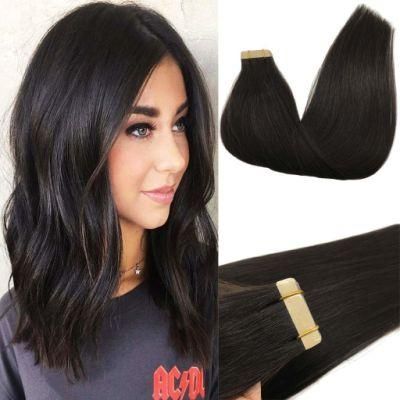 24 Inch Tape in Hair Extensions Human Hair Natural Black Tape in Hair Extensions 20PCS 50g Remy Human Hair Extensions for Women