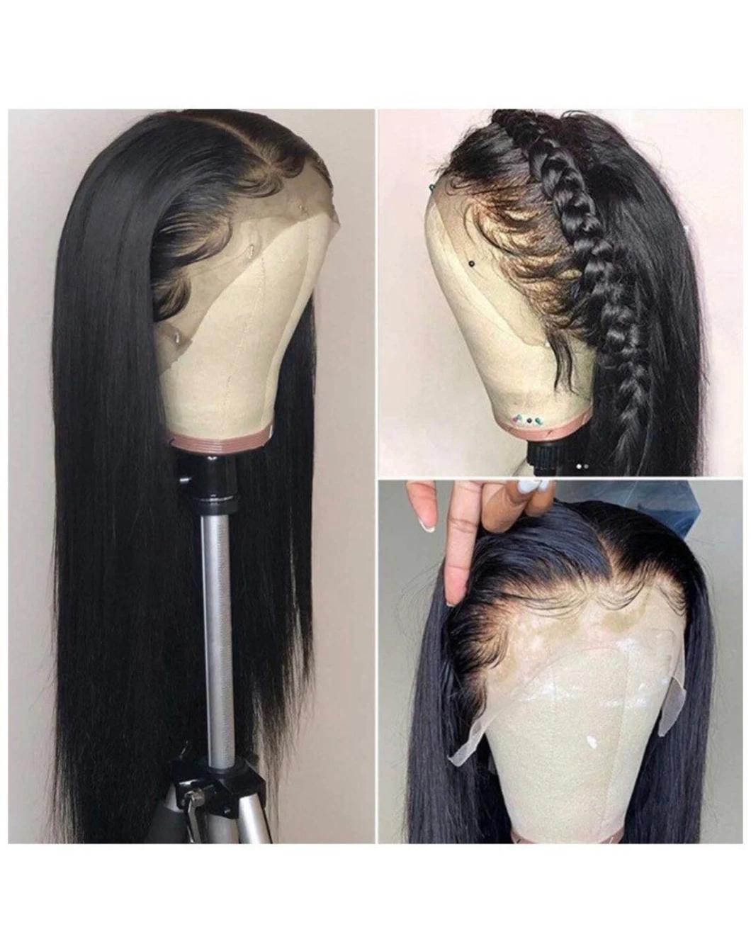 Lace Front Human Hair Wigs Unprocessed Raw Indian Human Hair Wigs Straight Black