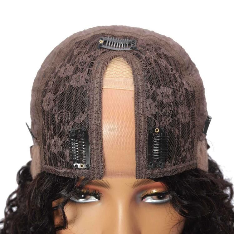 Wholesale None Lace Machine Made U-Part Curly Human Hair Wigs