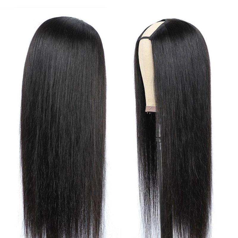 U Part Wigs Human Hair Brazilian Natural Hair Straight Wigs for Black Women U Shape Glueless Remy Hair Wig Can Be Permed & Dyed