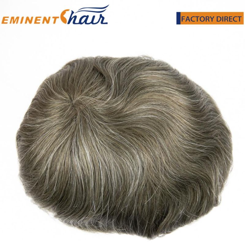 Human Hair Custom Made Mono Men′s Toupee