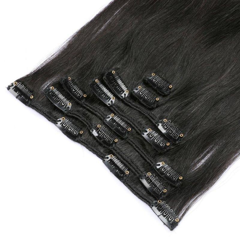 Brazilian Remy Straight Hair Clip in Human Hair Extensions Natural Color 8 Pieces/Set Full Head Sets 120g Ship Free
